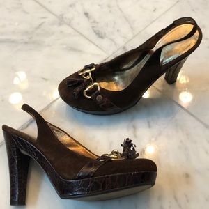 GG inspired Platform Horse-bit suede croc shoes!🖤